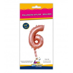 MYLAR ROSA GOLD  N.6  14-35CM CON VALVOLA