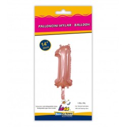 Mylar Rosa Gold  N.1  14"-35cm Con Valvola