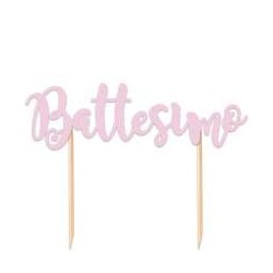 Cake Topper Sagomato "battesimo" Rosa 1pz