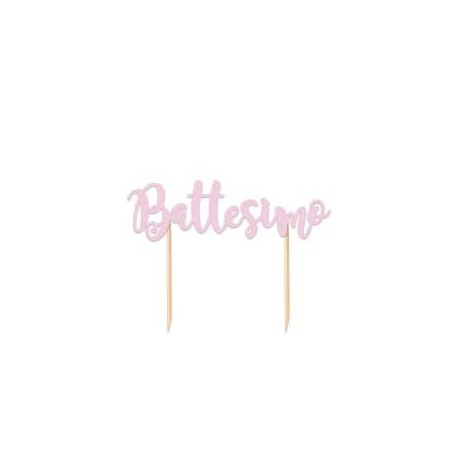 CAKE TOPPER SAGOMATO BATTESIMO ROSA 1PZ