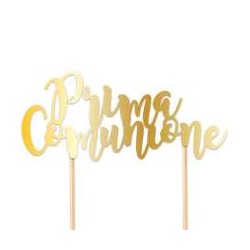 Cake Topper Sagomato "prima Comunione" Gold