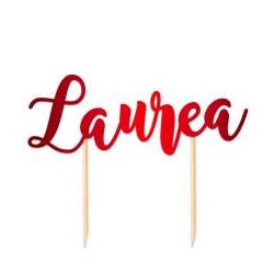 Cake Topper Sagomato "laurea" Rosso Metal