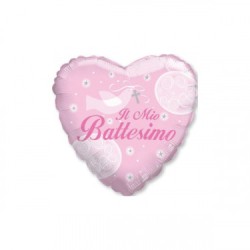 Mylar Cuore Battesimo Rosa 9" 23 Cm