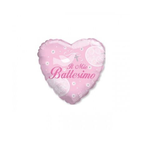 MYLAR CUORE BATTESIMO ROSA 9 23 CM