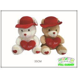 Peluche Orso Con Cappello E Cuore 35cm