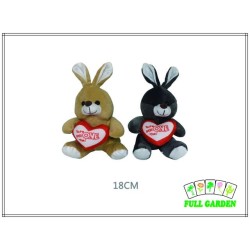 PELUCHE CONIGLIO CON CUORE 18CM 2ASSORTITI