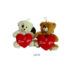 Peluche Orso Love 18cm  C/cuore 2 Pezzi