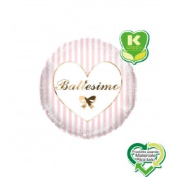 BATTESIMO ROSA STRISCE TONDO 18 MYLAR