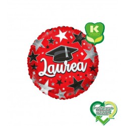 LAUREA CON TOCCO E STELLE TONDO 18 MYLAR