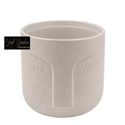 Vaso Con Viso Caspo' Ceramica Bianco H.12,5x12,5d