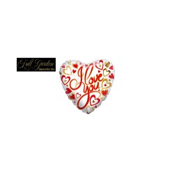 Mylar Cuore  I  Love You Cuori Oro/rosso 18"