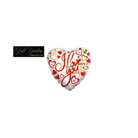 MYLAR CUORE  I  LOVE YOU CUORI ORO/ROSSO 18