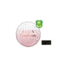 Mylar Buon Compleanno Rosa Drops Tondo 18"