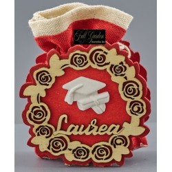 Contenitore  Rosa Con Tocco Laurea Cm.7x6