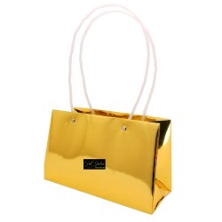 Borsa X 10 Plastica Oro Lucida C/manico  Rettangol