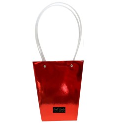 Borsa X 10 Plastica Rosso Lucidao C/manico  Trapez