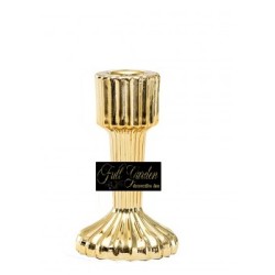 CANDELABRO IN VETRO RIGATO ORO CM.11