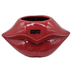 Vaso Ceramica Lucida Labbra Pop Rosse Cm 21x12 H11