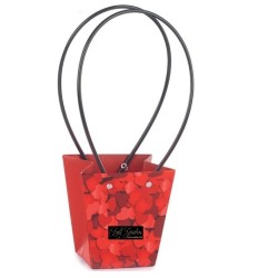 BORSA ROSSA CON  CUORI PZ 10 CON CATENELLA