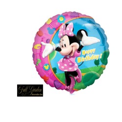 Mylar Minnie Happy Birthday Tondo 18"