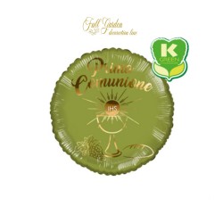 PRIMA COMUNIONE VERDE TONDO 18 MYLAR