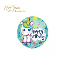 PALLONCINO MYLAR UNICORNO HAPPY BIRTHDAY 18 CM.46