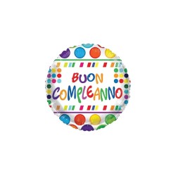 Palloncino Buon Compleanno Con Pois Standard Shape