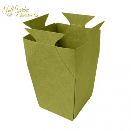 VASO IN CARTONE VERDE KAKI 12,5X12,5XH27.3