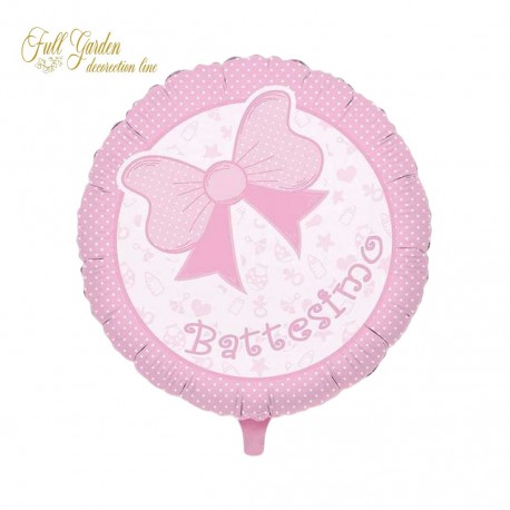 PALLONCINO 18 MYLAR  BATTESIMO ROSA FIOCCO