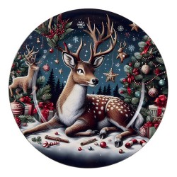 PIATTO PLASTICA DECORO RENNA Ø CM.33