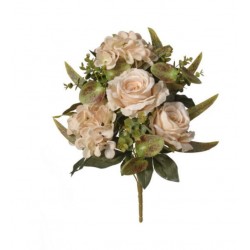 MAZZO FRONTALE ROSE-ORTENSIE X7 CM 46 BEIGE