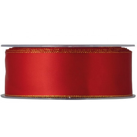 NASTRO DOPPIO RASO LAME MM40X25MT ROSSO/ORO