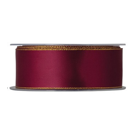 NASTRO DOPPIO RASO LAME MM25X25MT BORDEAUX/ORO